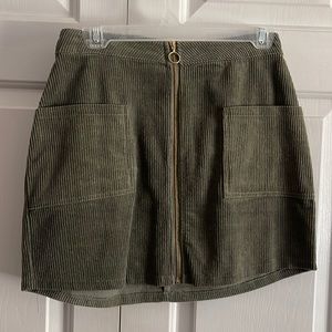 Olive Green Corduroy Mini Skirt